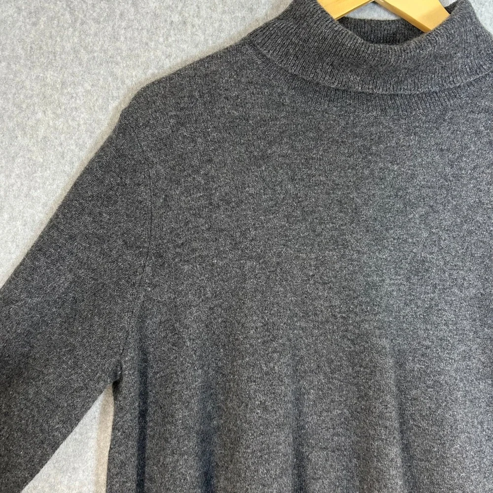MAGASCHONI Cashmere Turtleneck Sweater Asymmetric Hem Charcoal Gray Womens Large - Picture 9 of 13